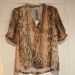Calvin Klein Leopard Print Chiffon Blouse